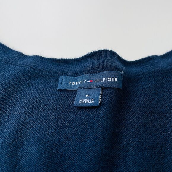 Tommy Hilfiger Cadigan Med Navy Blue White Polka Dot Embroidered Medium Cardigan - Picture 7 of 15